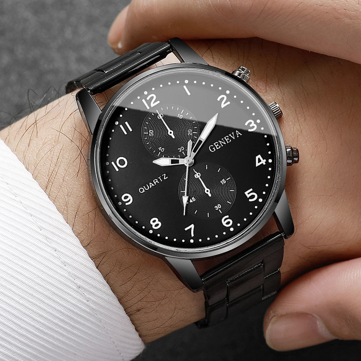 Fashion Mens Business Watches Luxury Quartz Wrist Watch for Man Black Clock Relogio Masculino Reloj Hombre（Without Box）