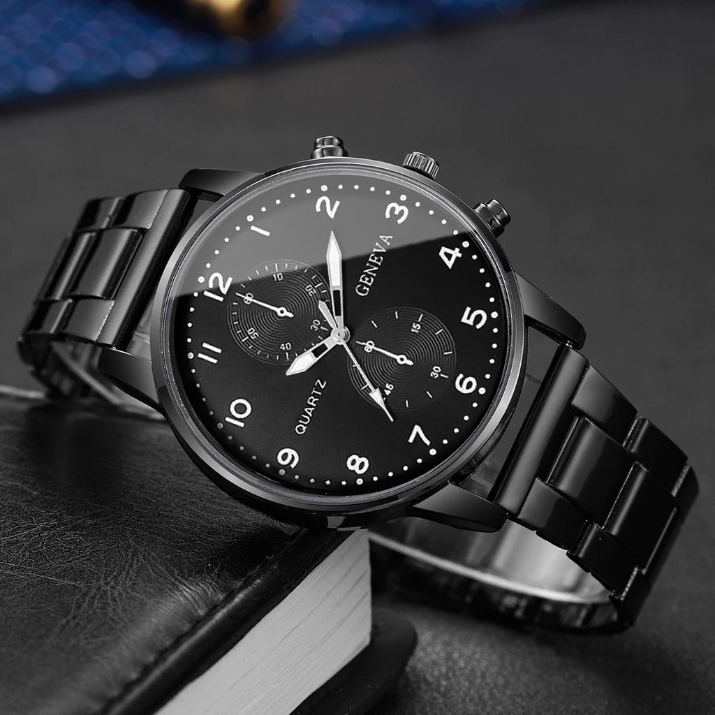 Fashion Mens Business Watches Luxury Quartz Wrist Watch for Man Black Clock Relogio Masculino Reloj Hombre（Without Box）