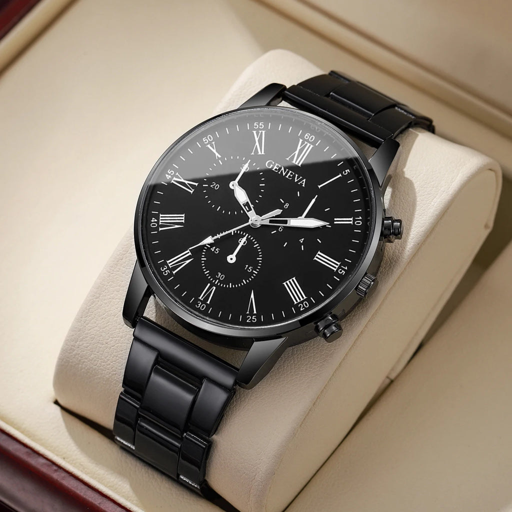 Fashion Mens Business Watches Luxury Quartz Wrist Watch for Man Black Clock Relogio Masculino Reloj Hombre（Without Box）