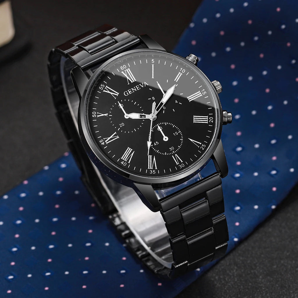 Fashion Mens Business Watches Luxury Quartz Wrist Watch for Man Black Clock Relogio Masculino Reloj Hombre（Without Box）