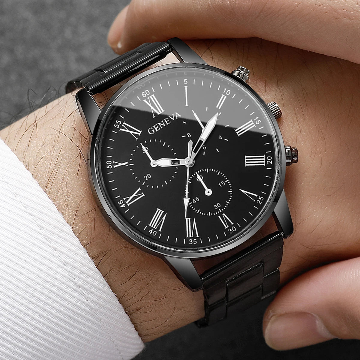 Fashion Mens Business Watches Luxury Quartz Wrist Watch for Man Black Clock Relogio Masculino Reloj Hombre（Without Box）